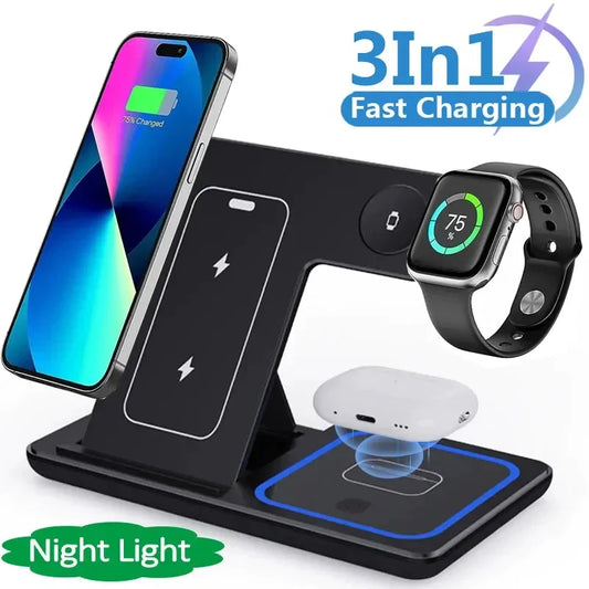 3-in-1 Foldable FastCharge Stand -  Wireless Charging Station